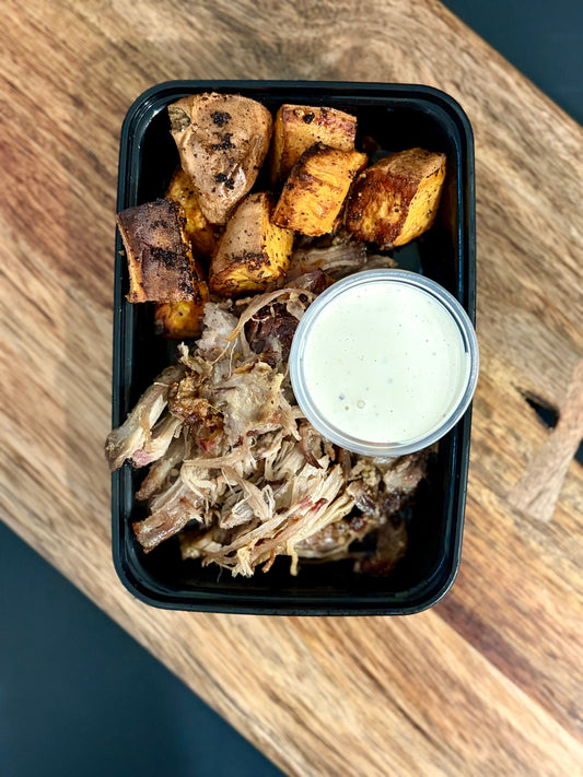 Smoked Pulled Pork & Roasted Sweet Potatoes